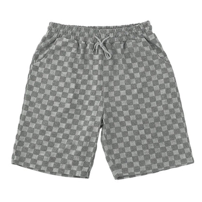 Men's Summer Checkered Loose Two-piece Sports Leisure Suit Short Sleeve T-shirt Shorts Casual Suit Plus Size Fashion Men's Suit