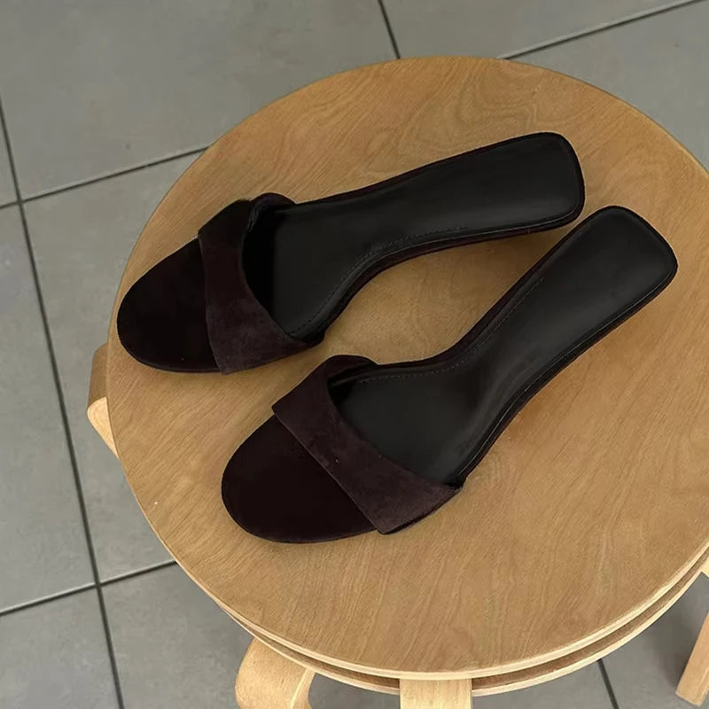 Suede Brand Wedge Heel Sandals For Women Designer Summer Fashion Outdoor Slippers Elegant Luxury Simple High-end Banquet Shoes