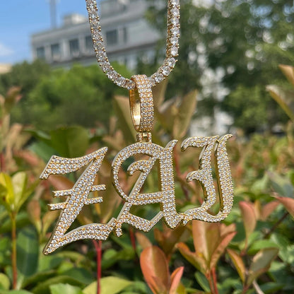 Bubble Letter Old Vintage English Font Customized Name Necklace for Women Personalized Cursive Pendant Hip Hop Jewelry