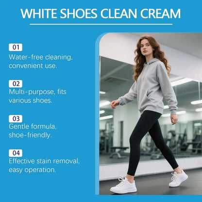 100g White Shoe Cleaner Cream Anti-Yellowing Stain Remover with Sponge Leather Mesh Rubber Canvas Cleaning Kit for Boots Shoes