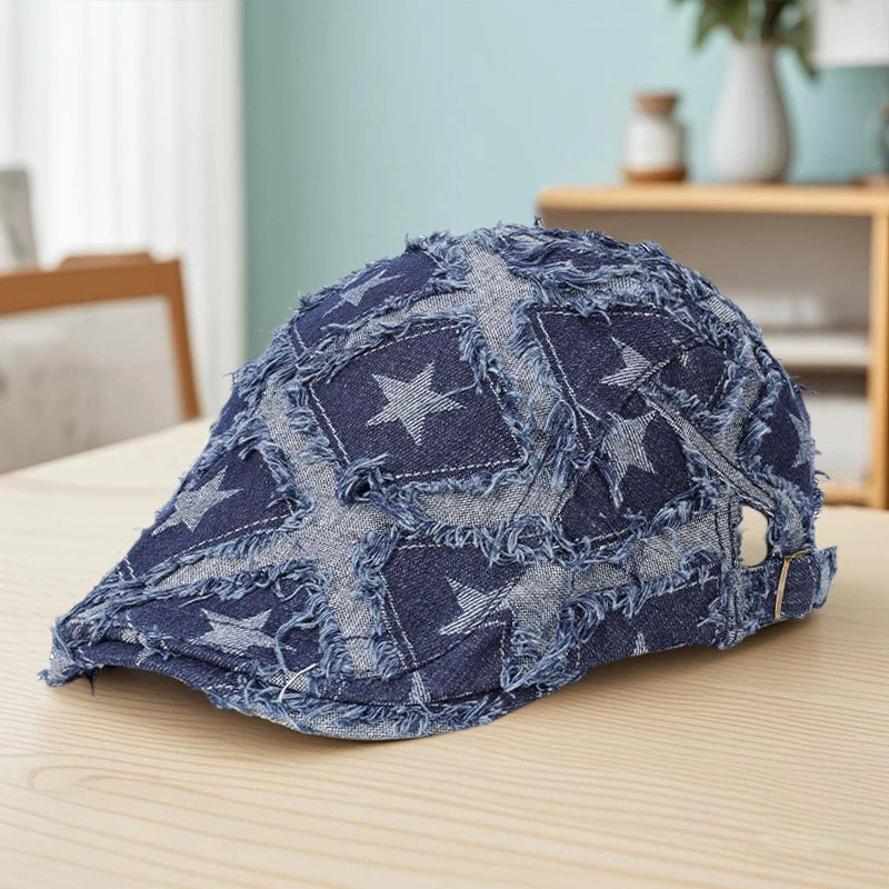 Vintage Plaid Wool Blend Ivy Cap for Women Men Retro Style Flat Cap Newsboy Hat with Adjustable Buckle Strap