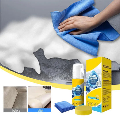 Car Interior Foam Cleaner Kit With Sponge And Towel Lemon Scent Foam Cleaner For Auto Detailing Powerful Car Foam Cleaner