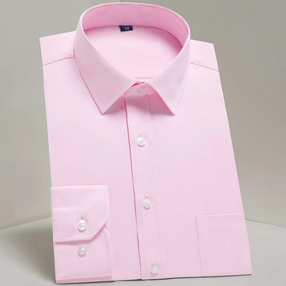 Men's Classic Long Sleeve Standard-fit Dress Shirts Formal Business Social Simple Basic Design White Work Office Casual Shirt