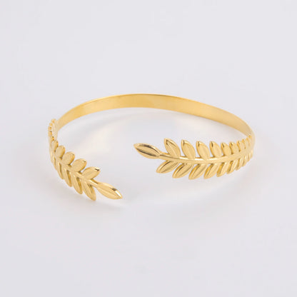 Skyrim Stainless Steel Greek Roman Laurel Leaf Bracelet for Women Gold Color Wheat Ears Boho Bangle Jewelry Valentine's Day Gift
