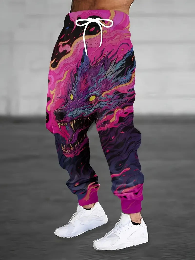 2025 new men's casual pants 3D American Patriot printed jogging pants 100% polyester light elastic rope with pocket sports pants