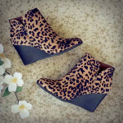 Leopard Ankle Boots Lace Up Footwear Platform High Heels Boots Women Slip On Women Shoes Boots Woman Flat Boots Botas Mujer2023