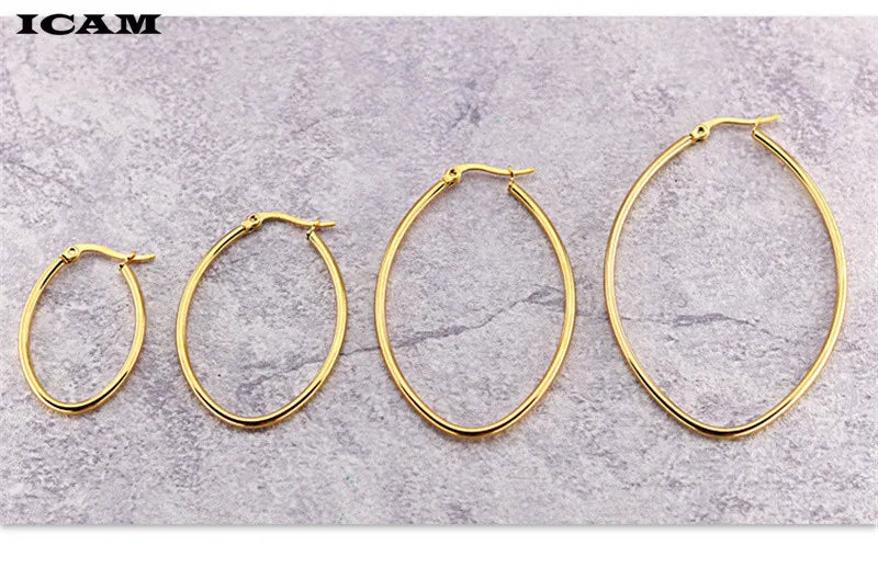 ICAM Jewelry  Hoop Earring For Women Brincos Gold Color Geometric Earrings Steampunk Style Statement Party Jewelry