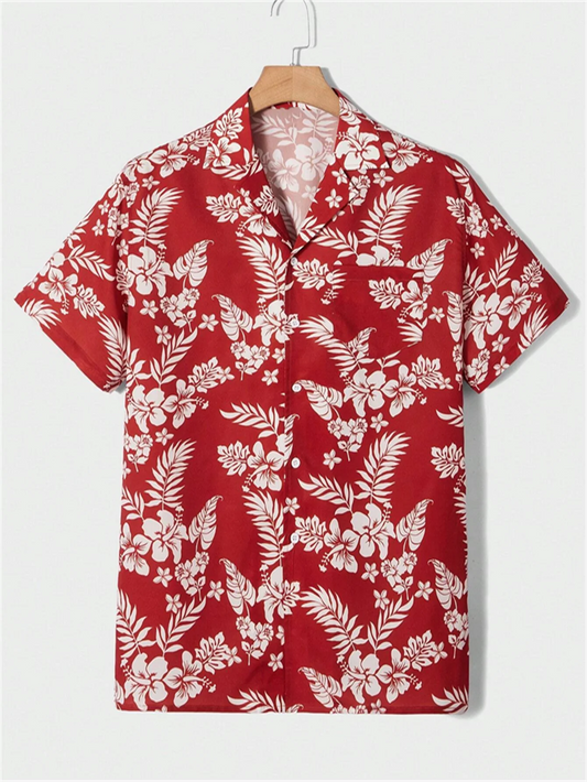 Summer men's new tropical 3D printing lapel short-sleeved shirt Hawaiian casual daily wearing large size XS-5XL