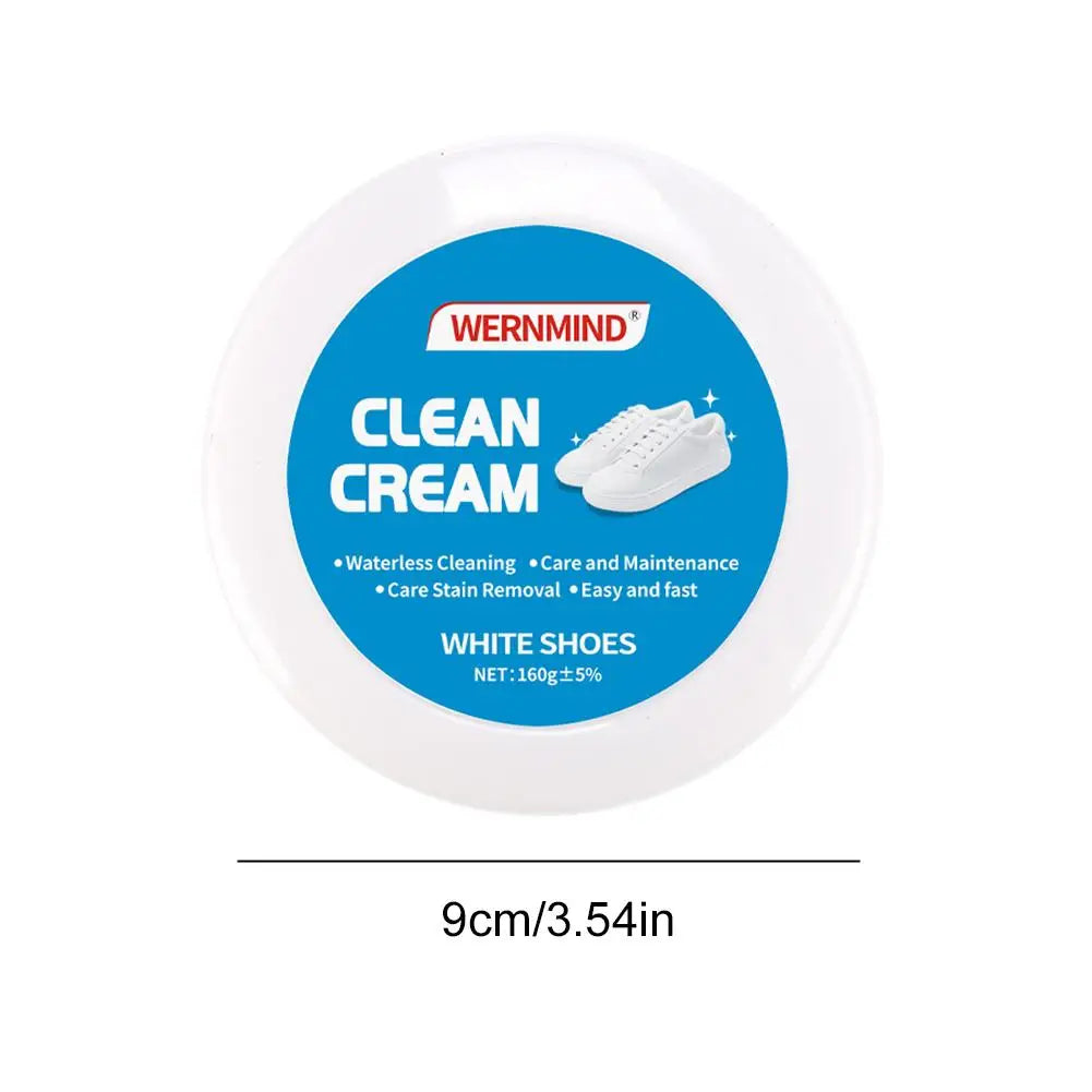 White Shoe Cleaning Cream Multipurpose Solid Paste with Sponge Rinse-Free Stain Remover for Sneaker Canvas Leather Shoes Care