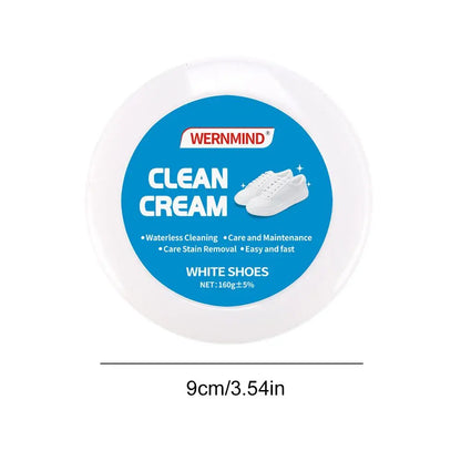 White Shoe Cleaning Cream Multipurpose Solid Paste with Sponge Rinse-Free Stain Remover for Sneaker Canvas Leather Shoes Care