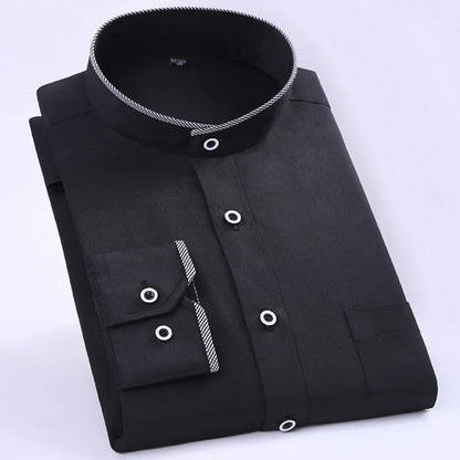 Men's Classic Long Sleeve Standard-fit Dress Shirts Formal Business Social Simple Basic Design White Work Office Casual Shirt