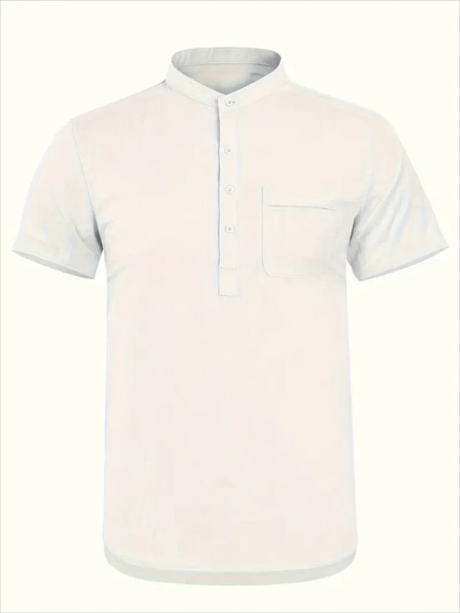 Men's Plus Size Cotton Linen Shirt with Pocket Casual Polo Shirt  Short Sleeve Shirts  Summer Lightweight Beach Tops