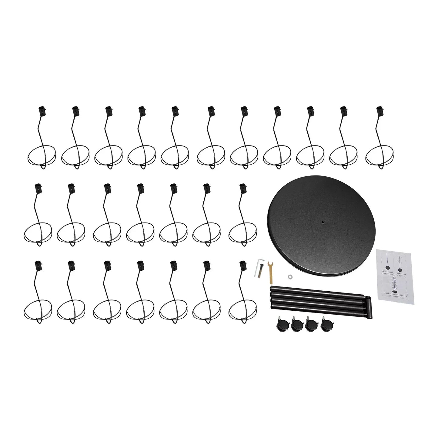 Metal Hat Display Stand Hat Storage Stand Black Freestanding Hat Rack w/25 Hooks