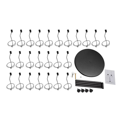 Metal Hat Display Stand Hat Storage Stand Black Freestanding Hat Rack w/25 Hooks