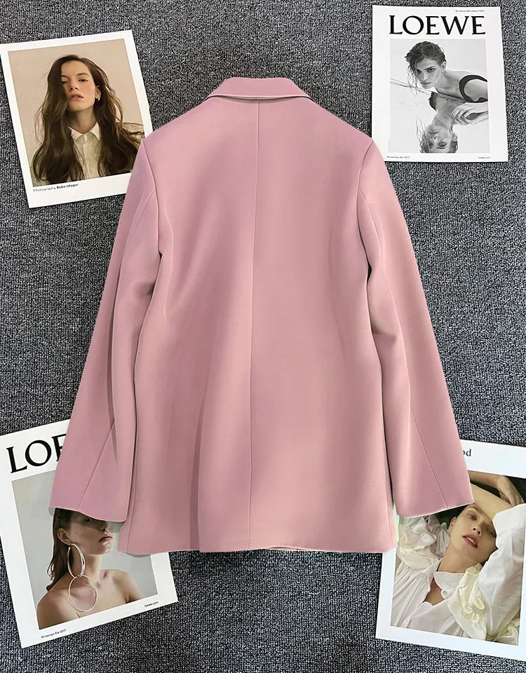 Autumn Blazer Elegant Women's Jacket Chic Casual Double Breasted Suit Korean Winter Fashion Coats Slim Fit Office Lady Outwear