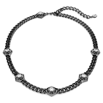 Original 2026 New Black Crystal Geometry Necklace Fine Jewelry Set Open Ring Necklace Earring Charms Black Jewelry for Women