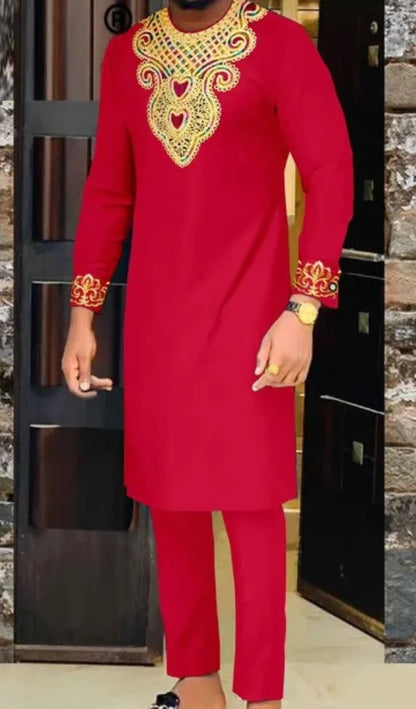 Men's fashion casual print two-piece suit