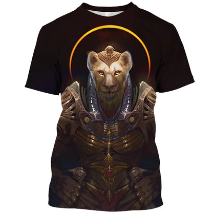 Summer Retro Style T Shirt For Men Fashion Egyptian Pharaoh Print Short Sleeve Tee Shirts Quick Dry Men's Crew Neck Loose Tops