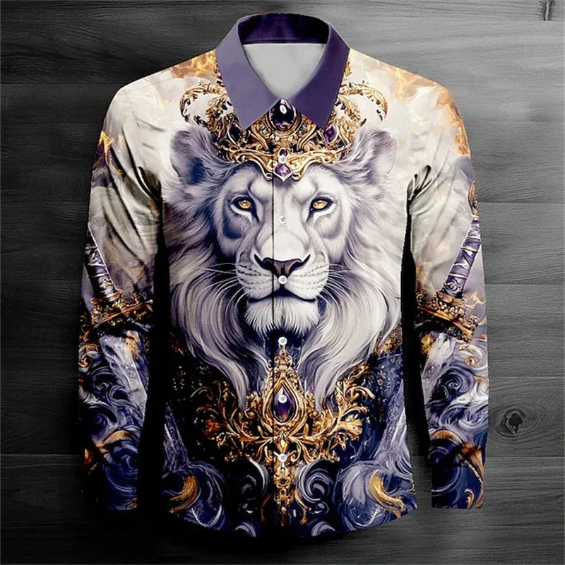 2026 Men's Long Sleeve Shirt Casual Fashion Street Men's Shirts Party Event Lapel Single Breasted Long Sleeve Tops Mens Clothing