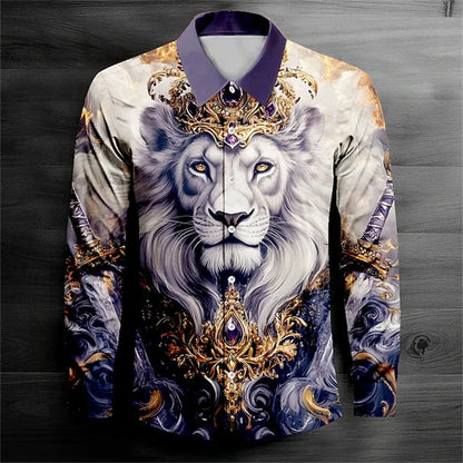 2026 Men's Long Sleeve Shirt Casual Fashion Street Men's Shirts Party Event Lapel Single Breasted Long Sleeve Tops Mens Clothing