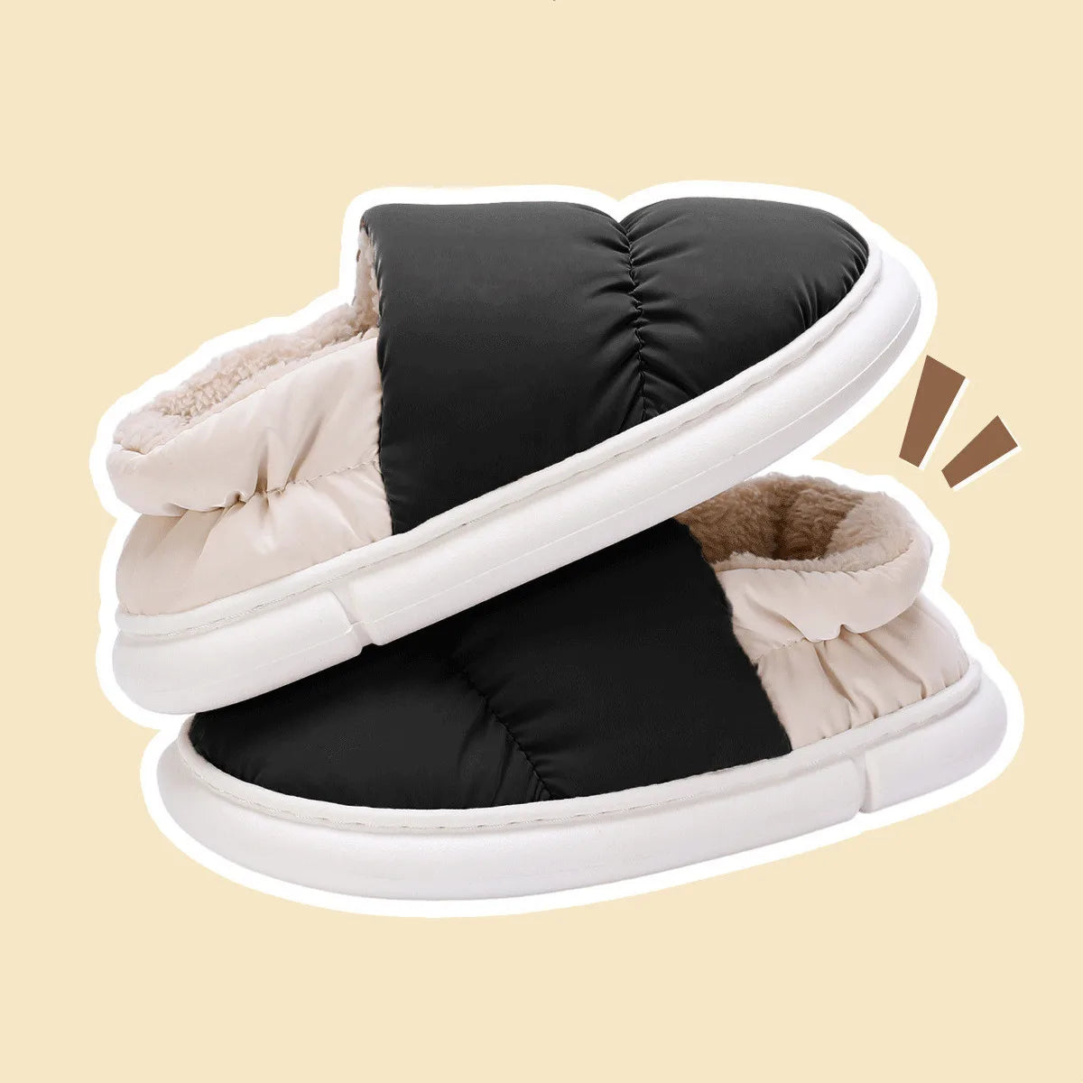 Big Size 48 49 Winter Warm Slippers Men Down Waterproof Soft Bottom Home Shoes Plush Women Indoor House Couples Anti Slip Slides