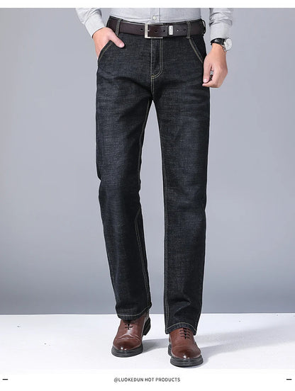 Autumn new men's micro elastic straight leg denim pants with shape and skin friendly business men's pants in multiple sizes