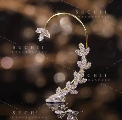 New Vintage Statement Gray Crystal Leaf Earrings for Women Fashion Unique Accessories Party Jewelry Birthday Anniversary Gifts