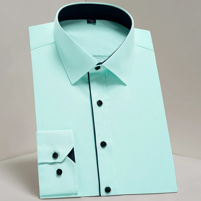 Men's Classic Long Sleeve Standard-fit Dress Shirts Formal Business Social Simple Basic Design White Work Office Casual Shirt