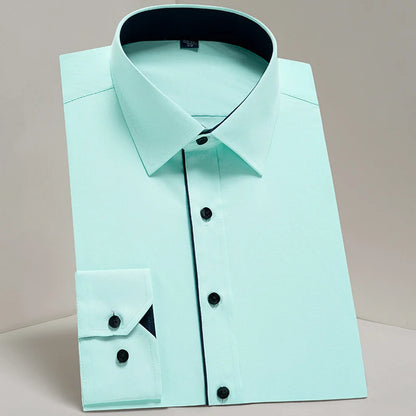 Men's Classic Long Sleeve Standard-fit Dress Shirts Formal Business Social Simple Basic Design White Work Office Casual Shirt