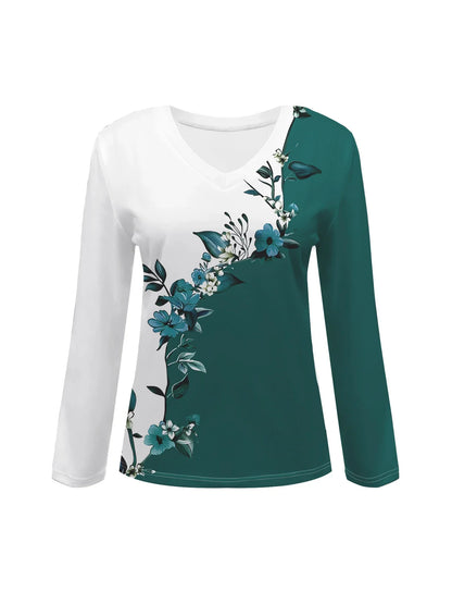 Summer new fashion 2025 women's casual long-sleeved printed T-shirt