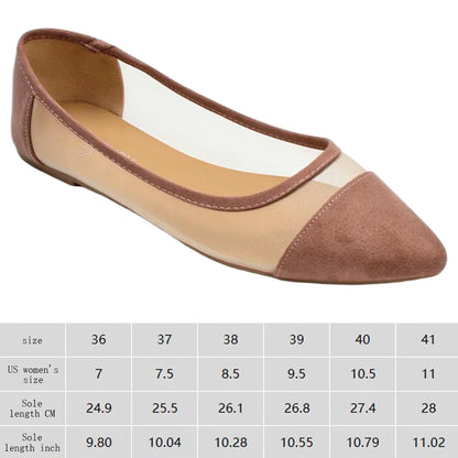 Women Slip on Flat Shoes Pointed Toe Dress Flats Mesh Ballerina Walking Flats Shoes for Women Dressy Casual Work Office