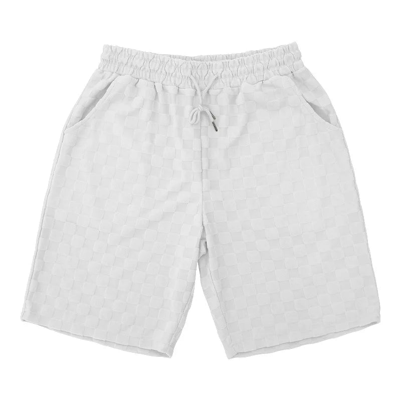 Men's Summer Checkered Loose Two-piece Sports Leisure Suit Short Sleeve T-shirt Shorts Casual Suit Plus Size Fashion Men's Suit