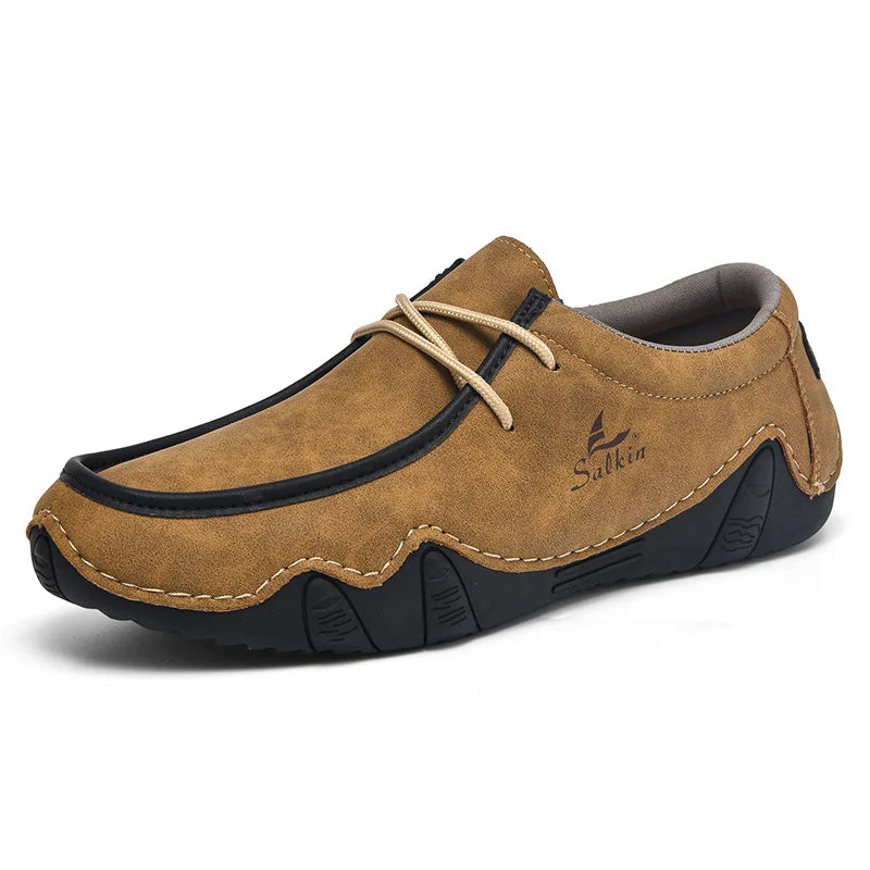 New Autumn Handmade Leather Casual Men Shoes Design Fashion Sneakers Man Loafers Breathable Low Top Flat Shoes Driving