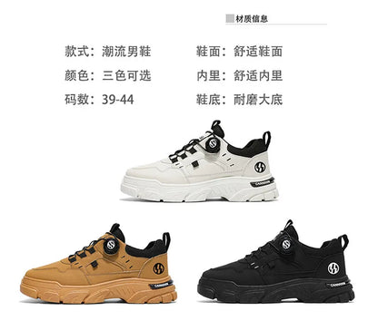 Autumn Men's Sneakers 2026 New Breathable Casual Shoes for Men Buttons Platform Vulcanzed Sneakers Shoes Non-slip Safety Shoes