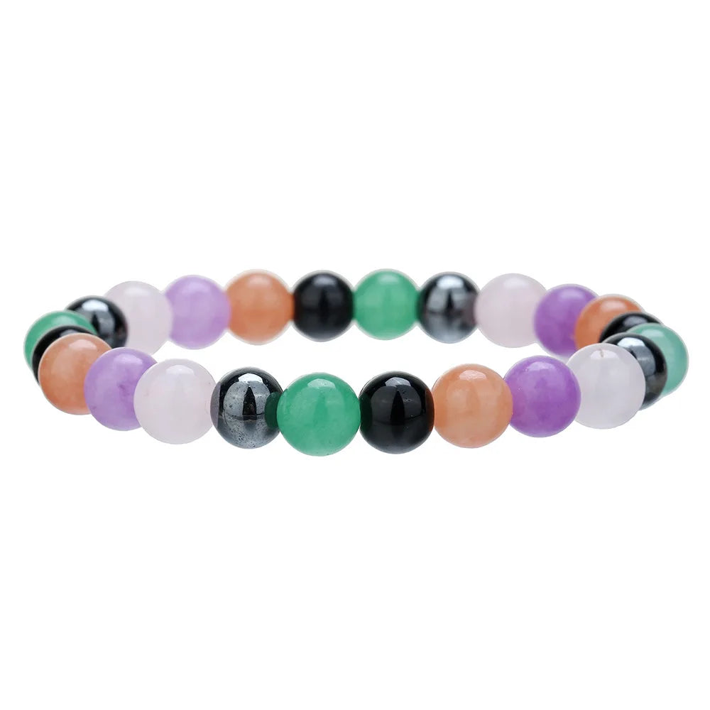 Meetvii Handmade 8mm Onyx Natrual Stone Beaded Bracelets for Women Men Hematite Healing Braslet Cadeau Homme Leisure Jewelry