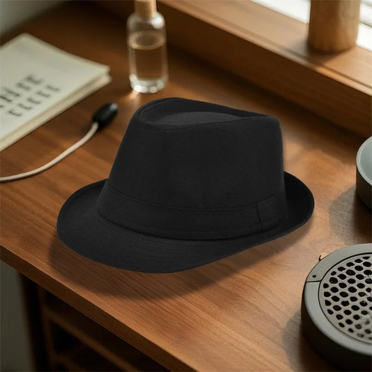 Stylish Solid Color Fedora Hat Unisex Jazz Cap Top Hat Casual Sun Hat for Daily Party Stage Performance Wear
