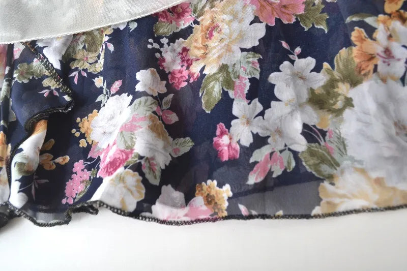 Elegant Chiffon Long Skirts For Women Autumn Casual Women's Floral Print Maxi Skirt Female High Waist Elastic A-Line Skirts