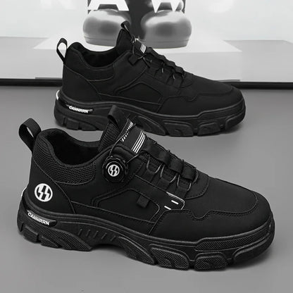 Autumn Men's Sneakers 2026 New Breathable Casual Shoes for Men Buttons Platform Vulcanzed Sneakers Shoes Non-slip Safety Shoes
