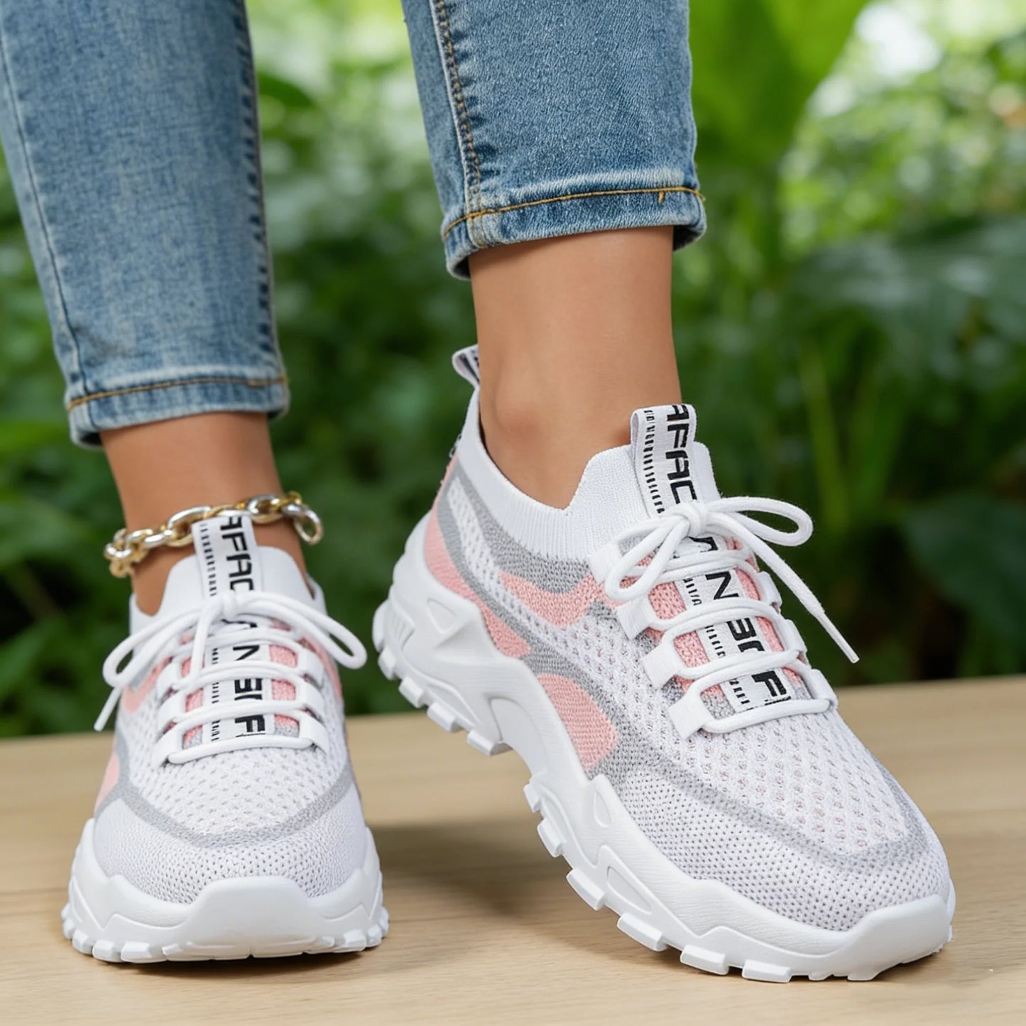 Woman'Shoes Chunky Sneakers Women's Casual Shoes Air Mesh Breathable Sports Shoes For Women's Soft Sole Running Shoes