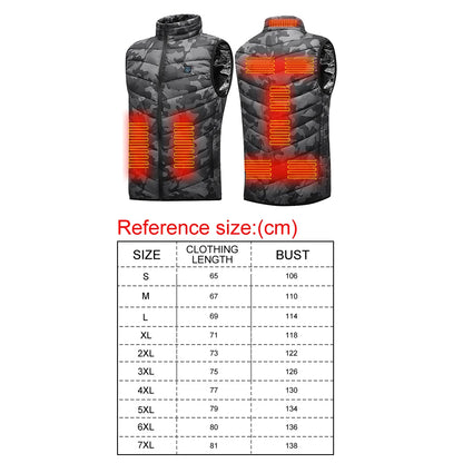 No battery 9 Zone Heating Vest Mens USB Infrared Thermal Jacket Smart Heated Clothes Winter Cold-proof Thick Sleeveless Hiking