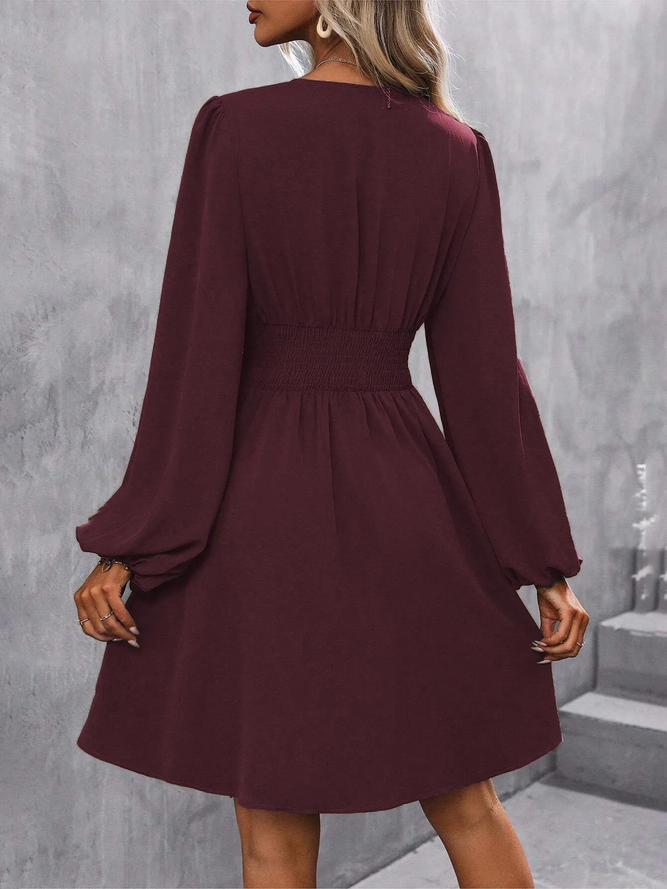 2025 Asymmetric Neck Lantern Sleeve Dress Women Winter Knit Dress with Waist Shirring Bodycon Long Maxi Dress