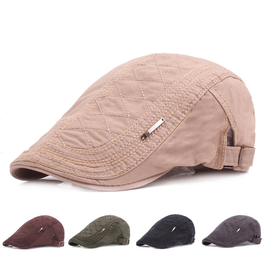 Unisex Golf Driving Cotton Sun Flat Cap Men Women Solid Color Outdoor Casual Spring Summer Peaked Hat