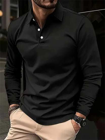Men's Spring and Autumn Casual Breathable Comfortable Polo Shirt Hot Selling Fashion Men's Business Long Sleeve T-Shirt