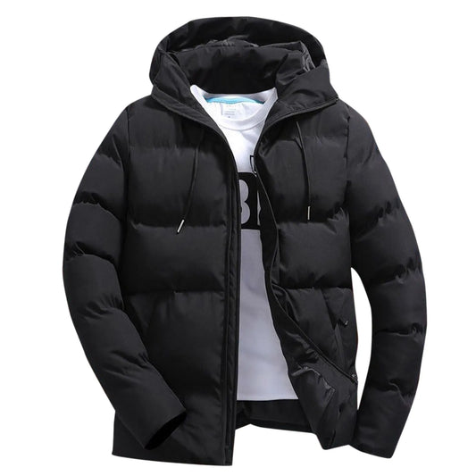 Men's Winter Parkas Versatile Solid Zipper Hooded Loose Wolfeel Quilted Jacket Outdoor Solid Color Warm Puffer Parkas For Men