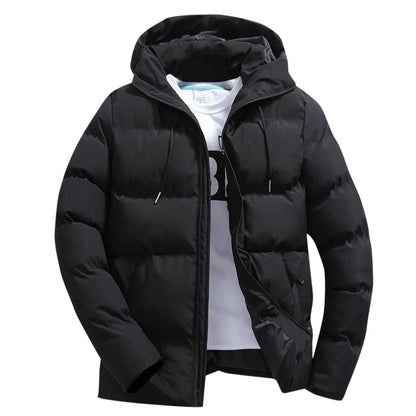 Men's Winter Parkas Versatile Solid Zipper Hooded Loose Wolfeel Quilted Jacket Outdoor Solid Color Warm Puffer Parkas For Men