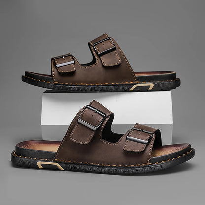 Shoes Men Sandals Slippers Sneaker Leather Men's Sneakers Summer Beach Shoes Sandals For Male Large Size Black Casual Sandals