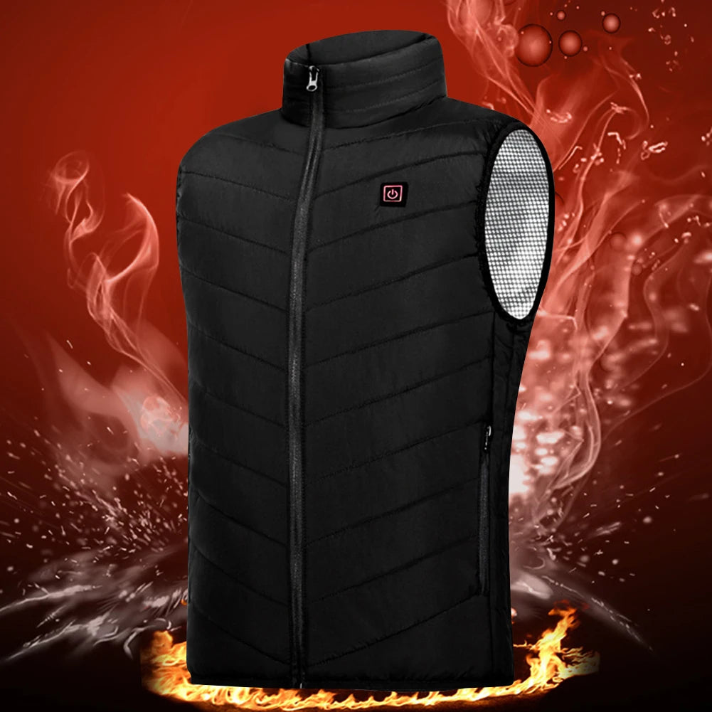 No battery 9 Zone Heating Vest Mens USB Infrared Thermal Jacket Smart Heated Clothes Winter Cold-proof Thick Sleeveless Hiking