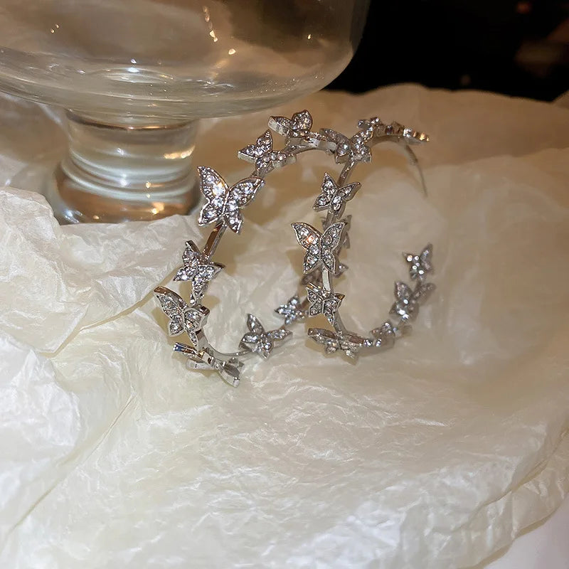 New Vintage Statement Gray Crystal Leaf Earrings for Women Fashion Unique Accessories Party Jewelry Birthday Anniversary Gifts