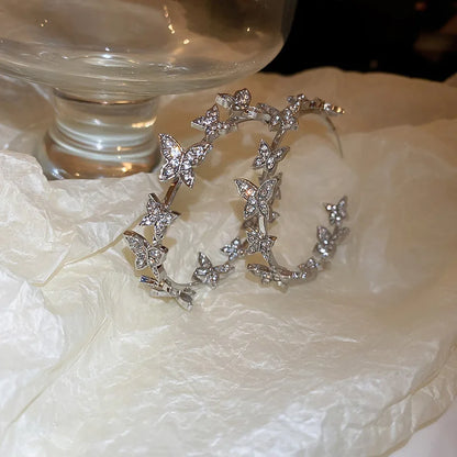 New Vintage Statement Gray Crystal Leaf Earrings for Women Fashion Unique Accessories Party Jewelry Birthday Anniversary Gifts