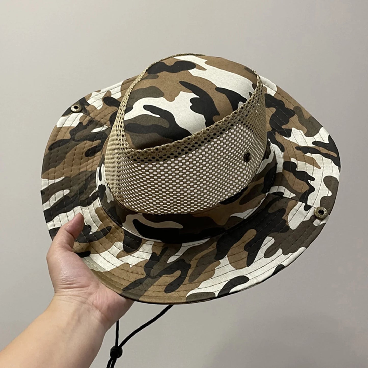 Summer Bucket Hats Hollow out Breathable Wide Brim Fisherman Hat Drawstring UV Protection Casua Hats for Outdoor Travel Hiking